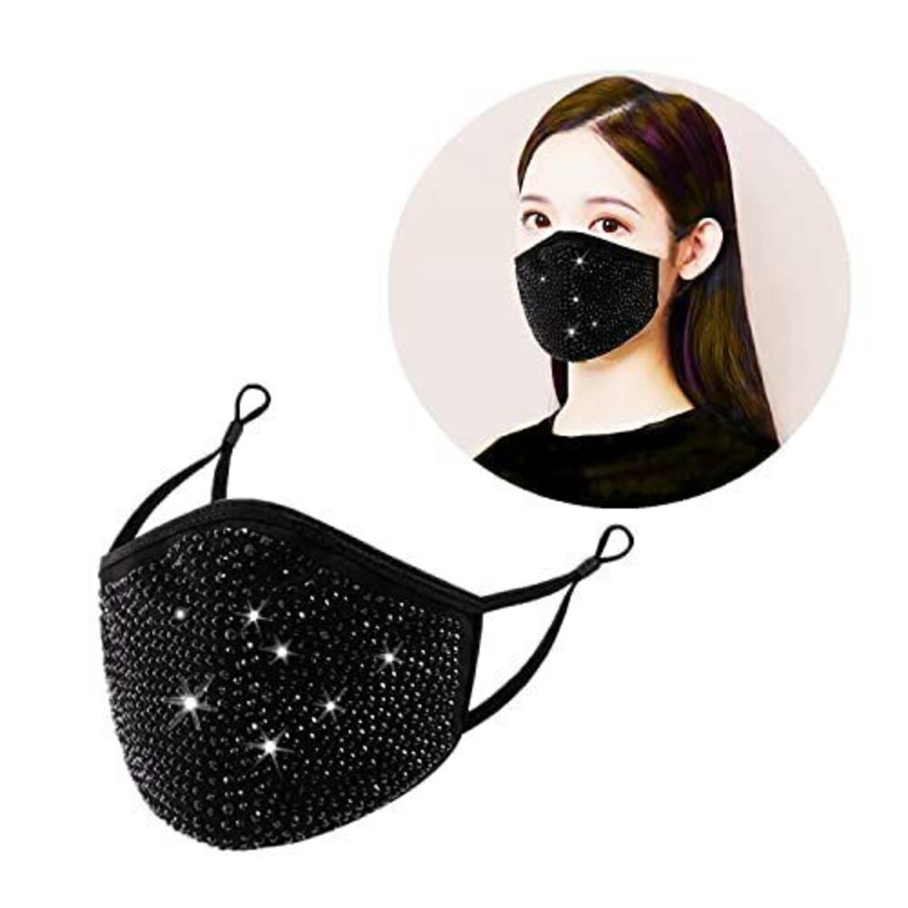 4254 2 pcs Masquerade Mask Fashion Reusable Rhinestone music festival mask